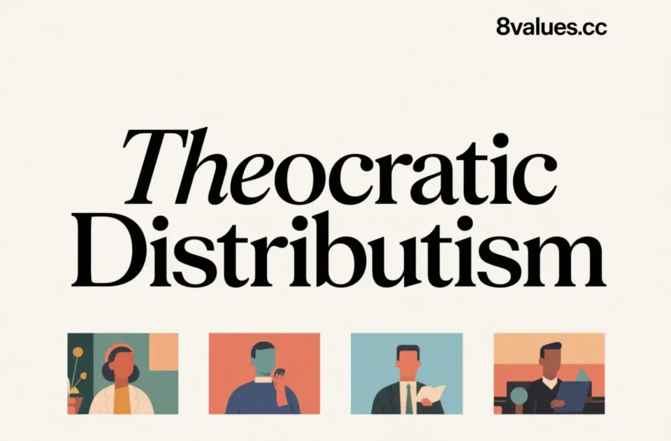 การแจกแจง Theocratic 8 ค่าตีความอุดมการณ์อุดมการณ์ของการทดสอบทางการเมือง